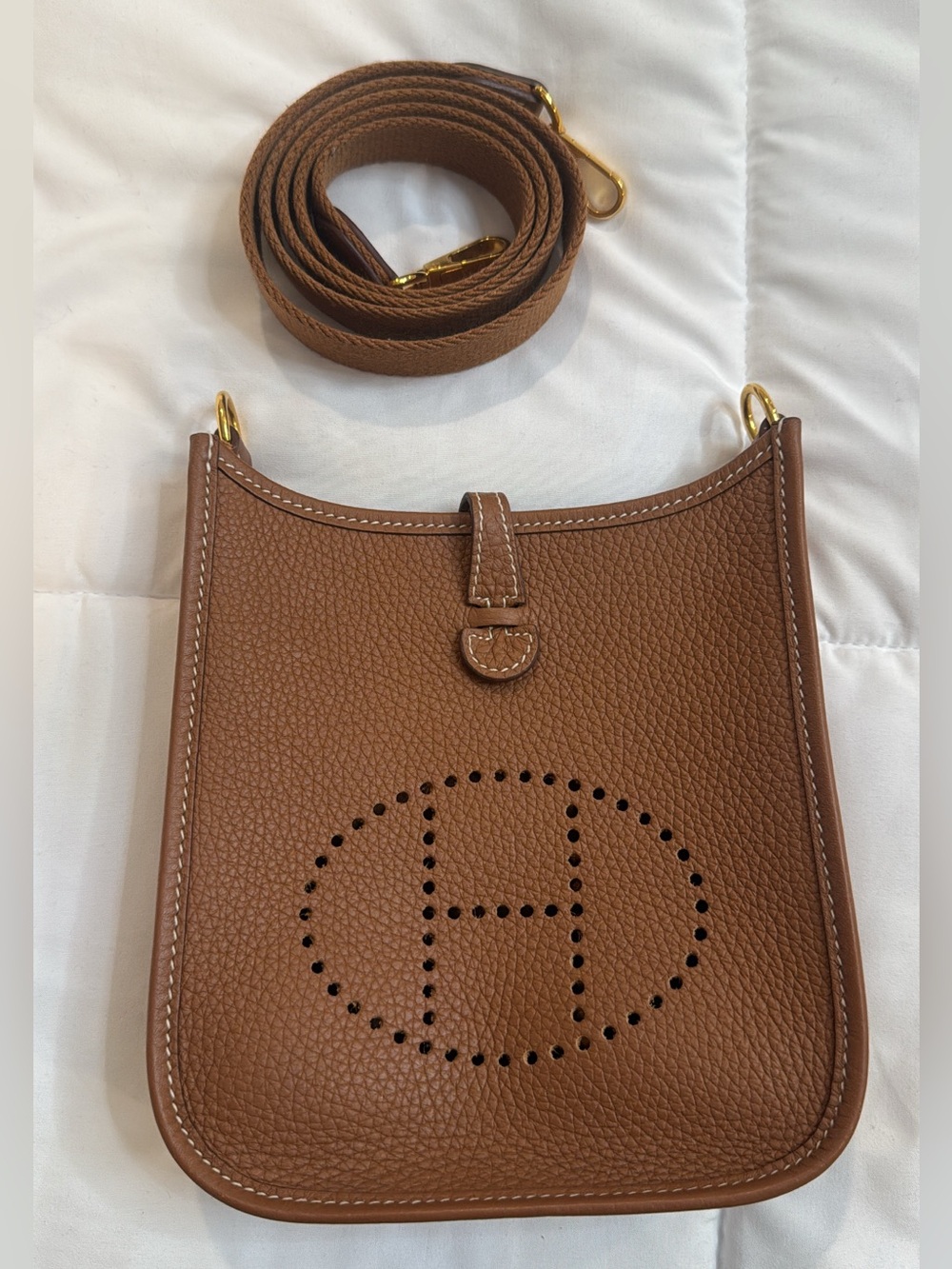 Brown Hermes Mini Evelyne Authentic
